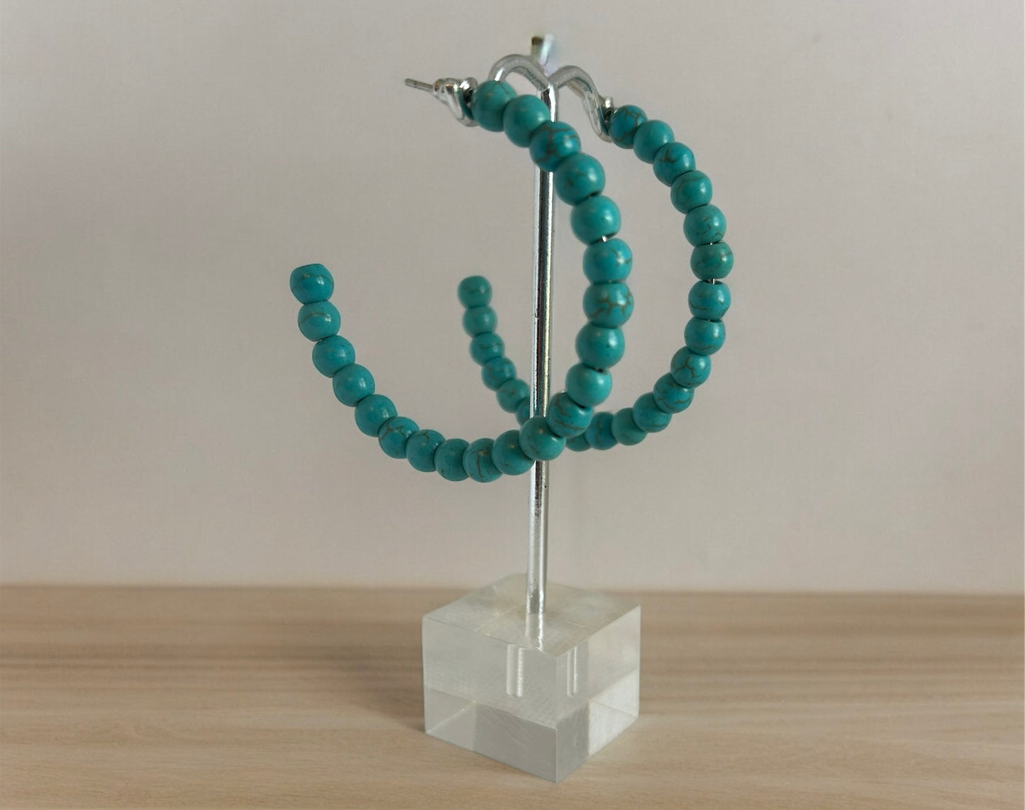 Turquoise Bead Hoops