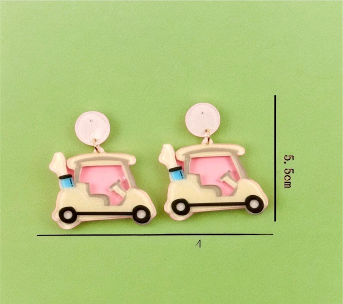 Melamine Golf Cart Earrings