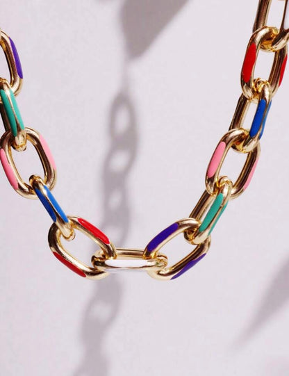 Enamel And Gold Link Necklace