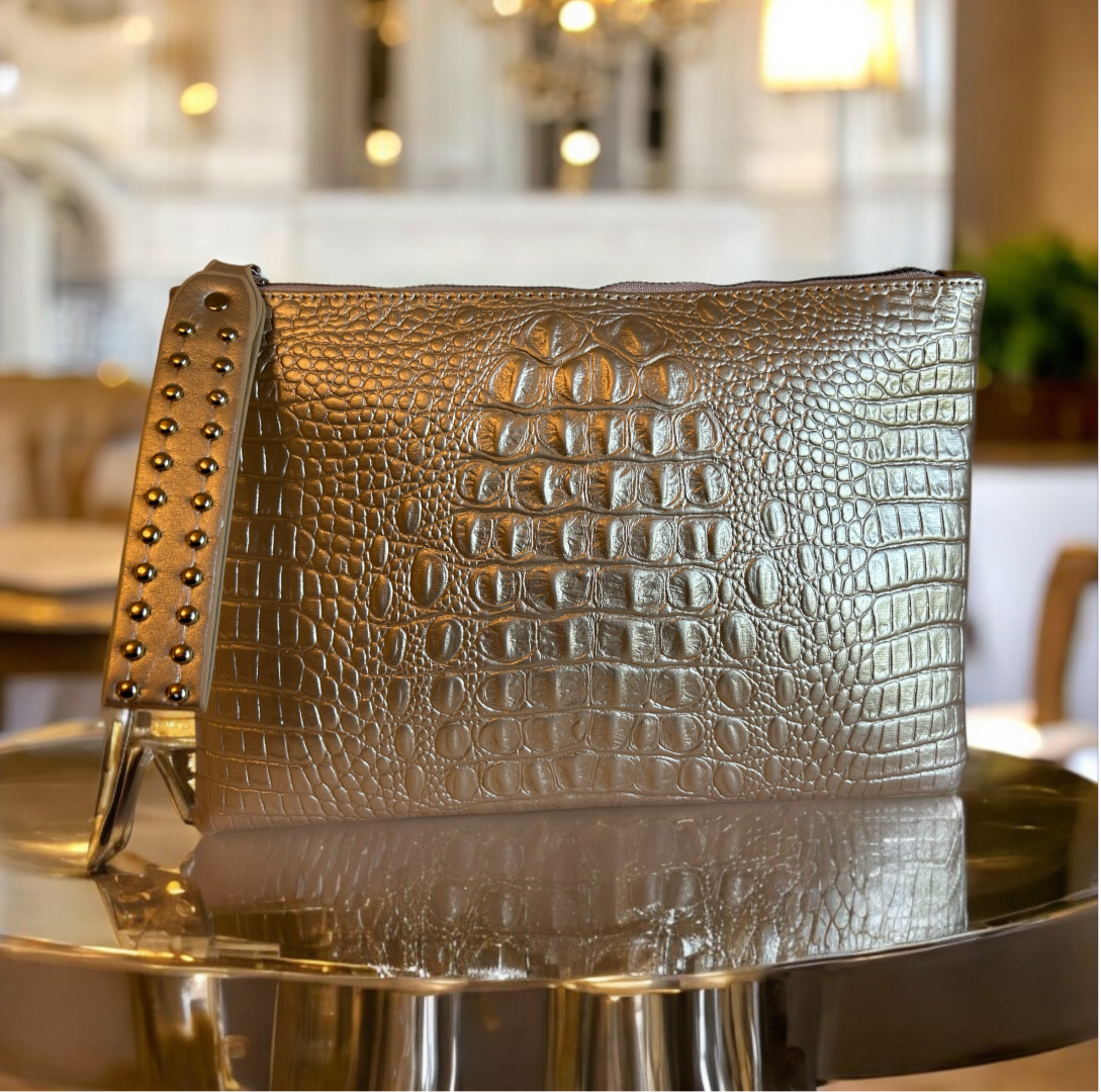 Golden Croc Clutch