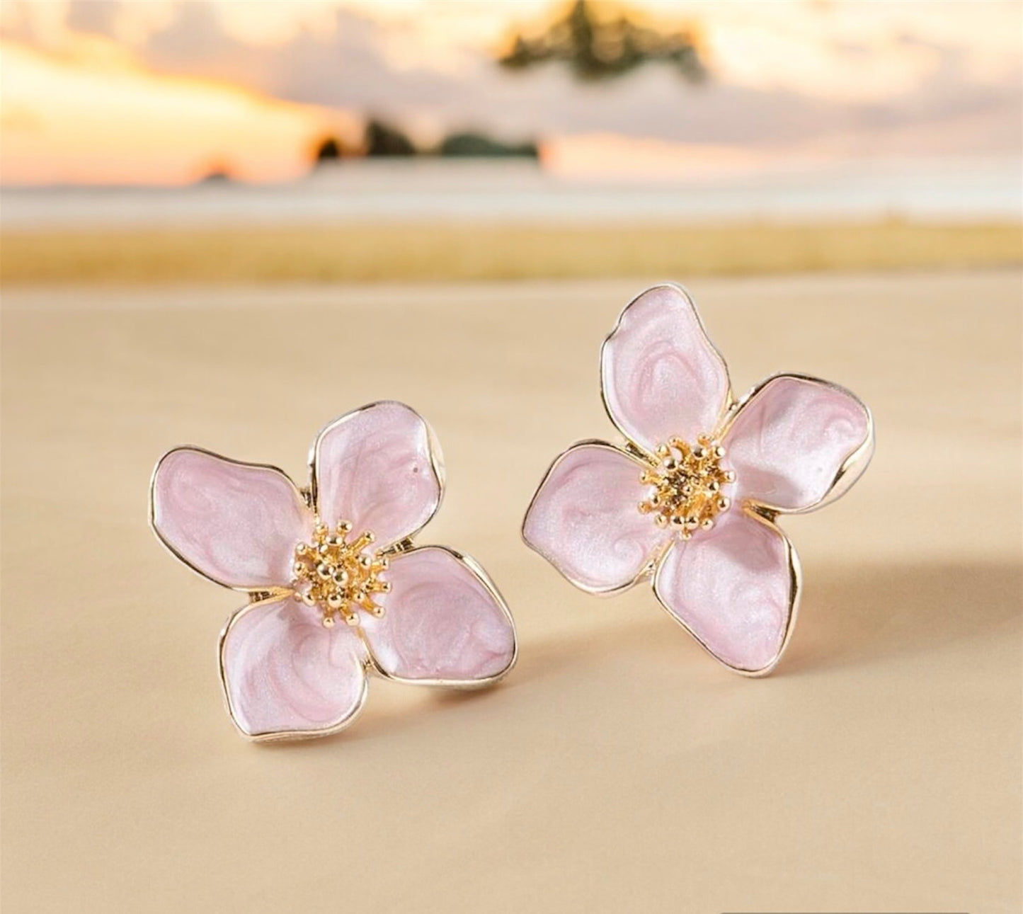 Enamel Orchid Earrings