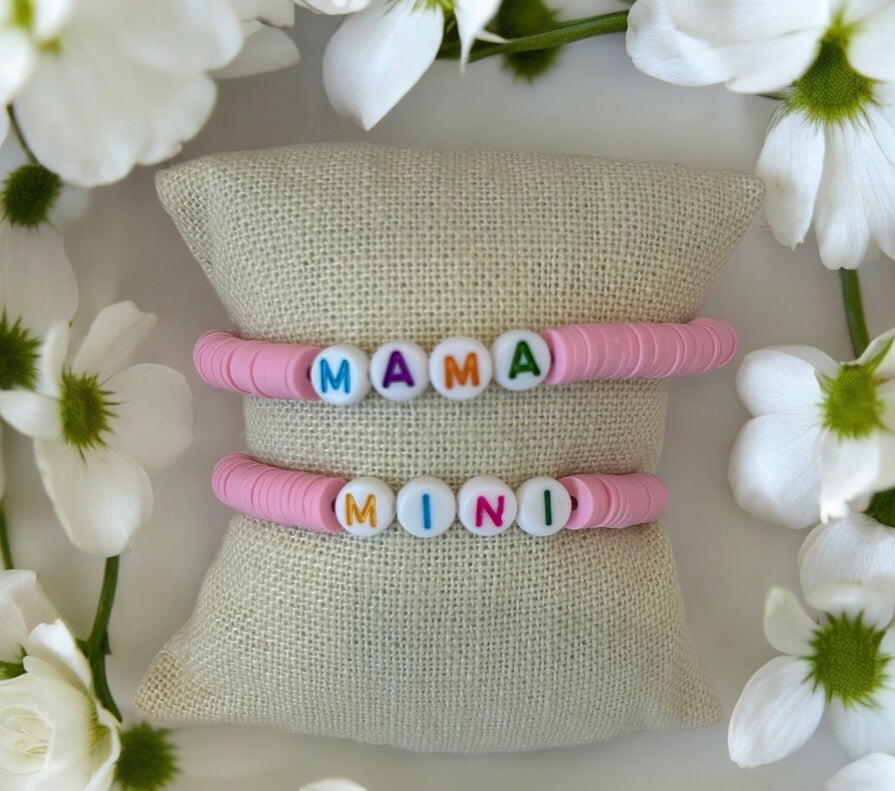 Mama And Mini Clay Disc Bracelet Set