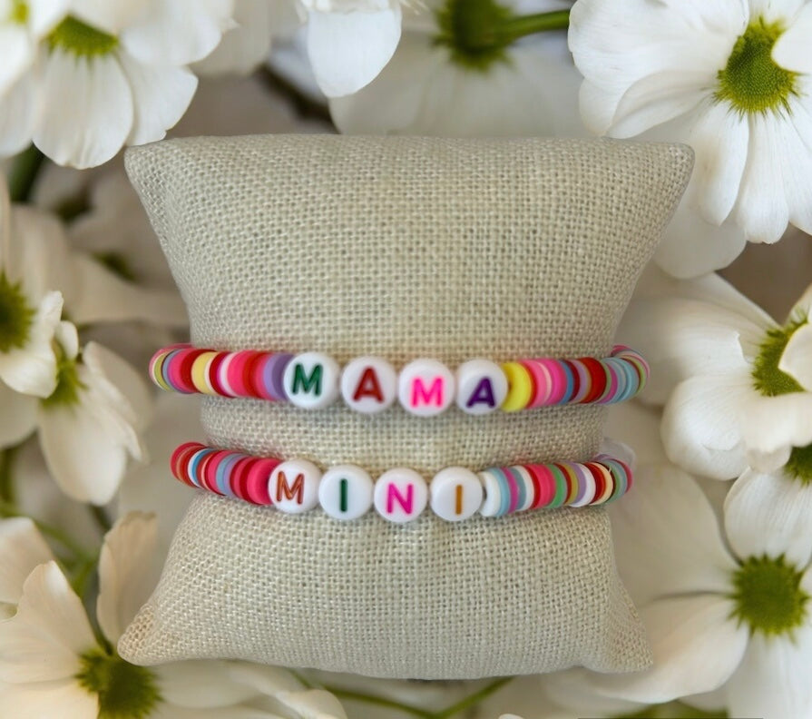 Mama And Mini Clay Disc Bracelet Set