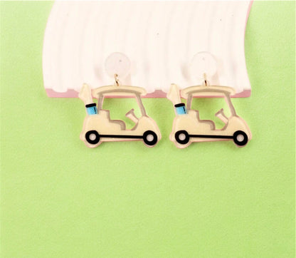 Melamine Golf Cart Earrings