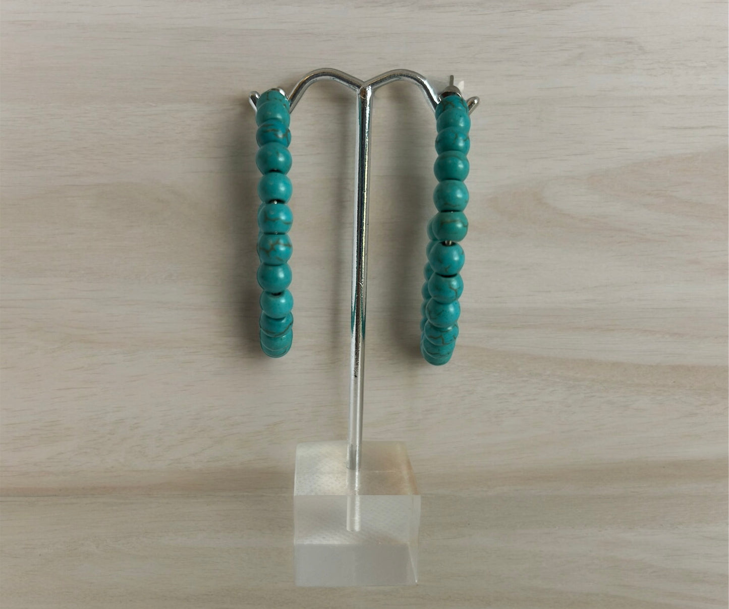 Turquoise Bead Hoops