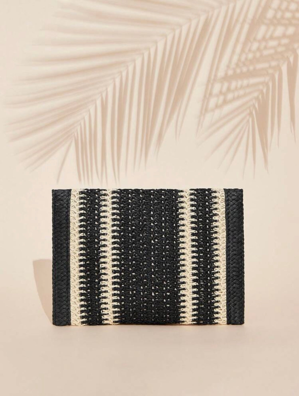 Raffia Black Tassel Clutch