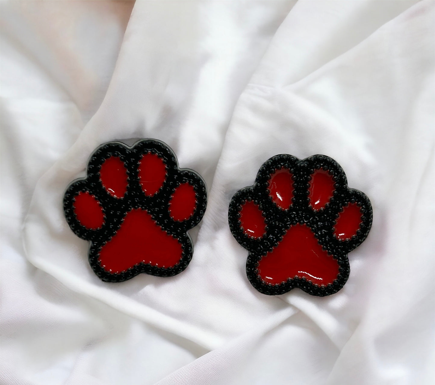 Enamel Paw Earrings