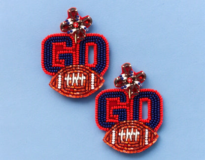 “GO” Football Sead Bead Earrings