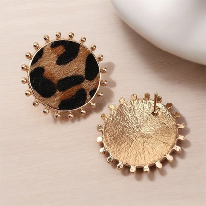 Leopard Button Earrings