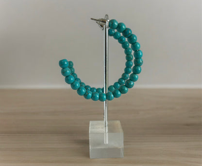 Turquoise Bead Hoops