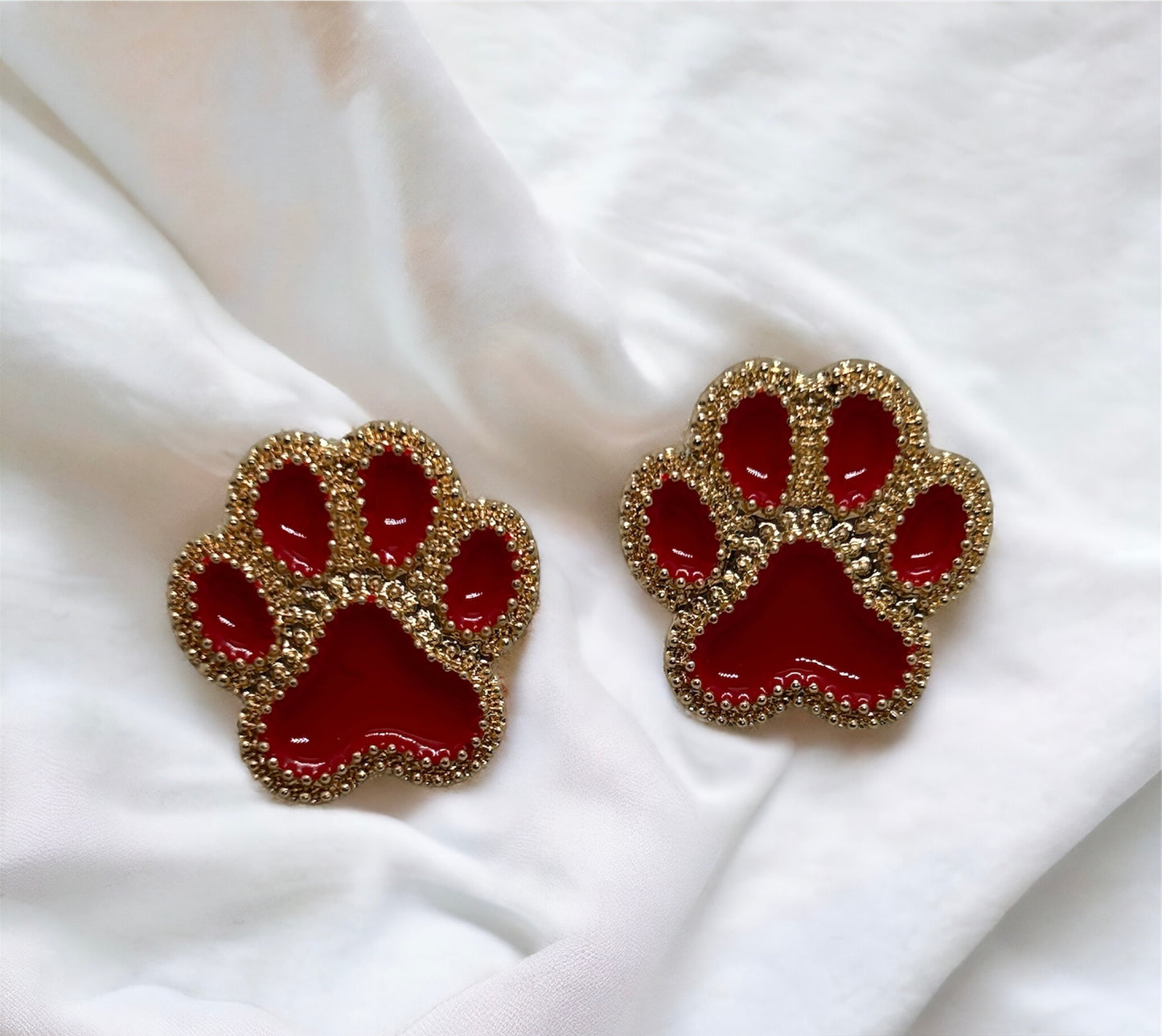 Enamel Paw Earrings