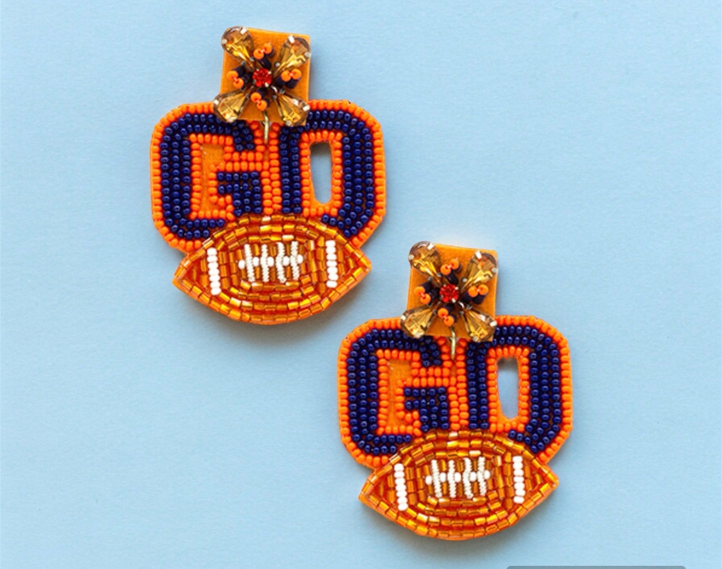 “GO” Football Sead Bead Earrings