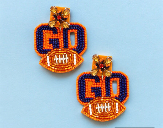 “GO” Football Sead Bead Earrings