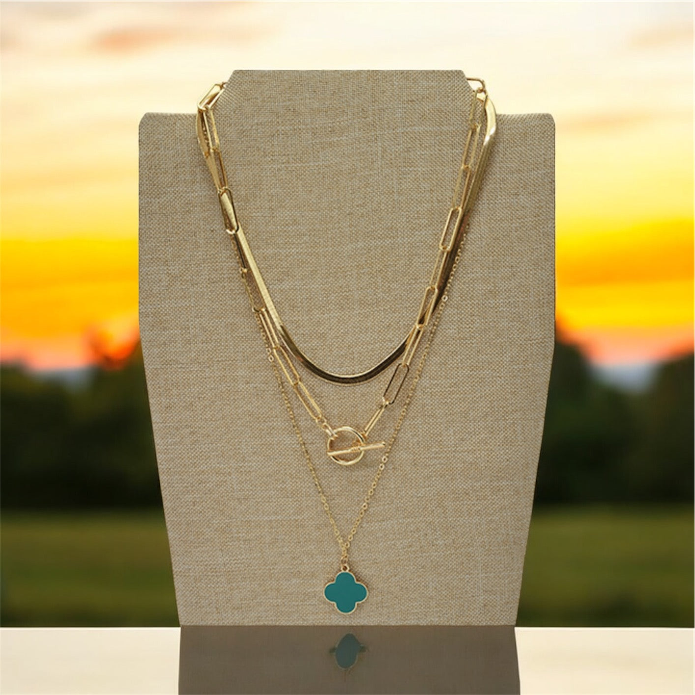 Tri-layer Clover Necklace