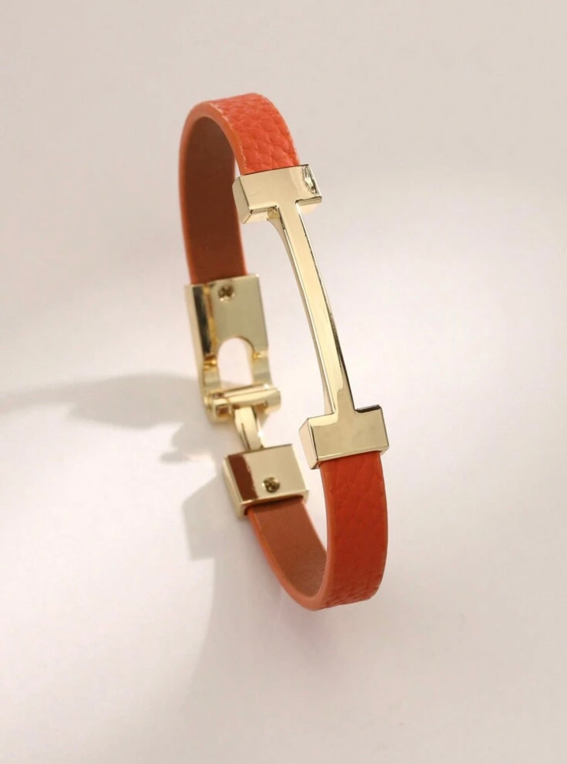 Leather And Gold Toggle Bracelet