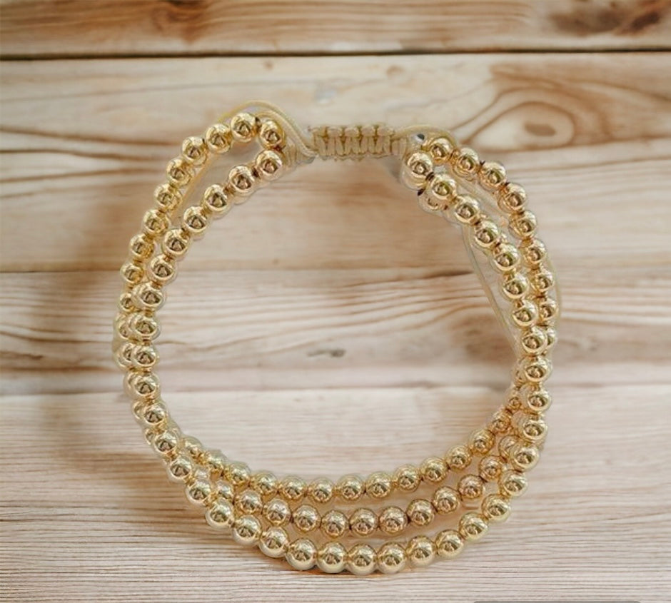 Adjustable Triple Beaded Bracelet