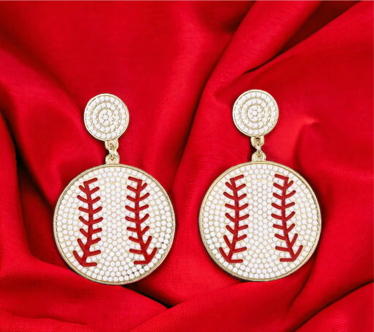 Beaded Baseball Earrings