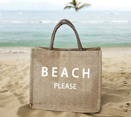 Burlap Beach Please Bag