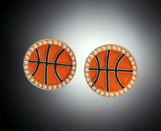 Basketball Pearl Rimmed Earrings