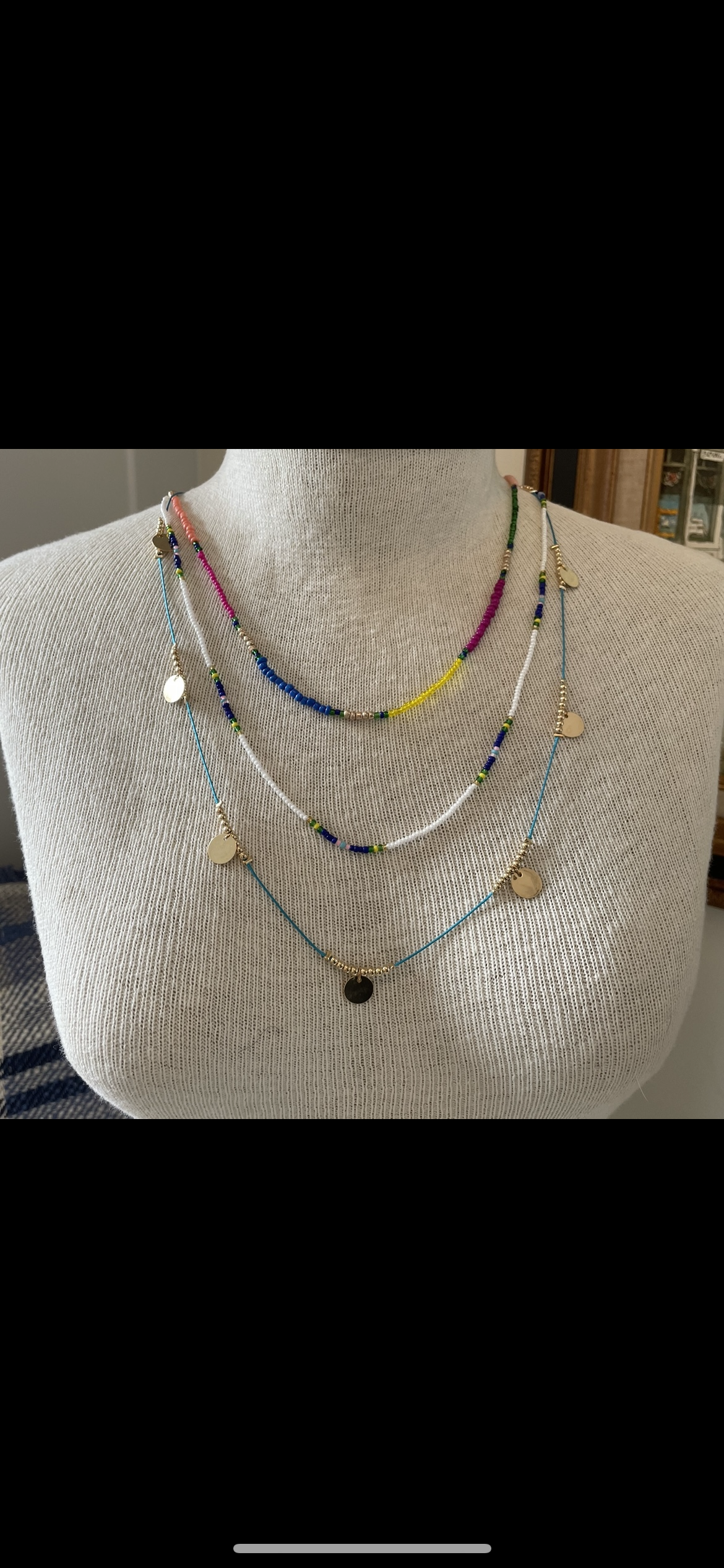 Triple Bead and Coin Necklace